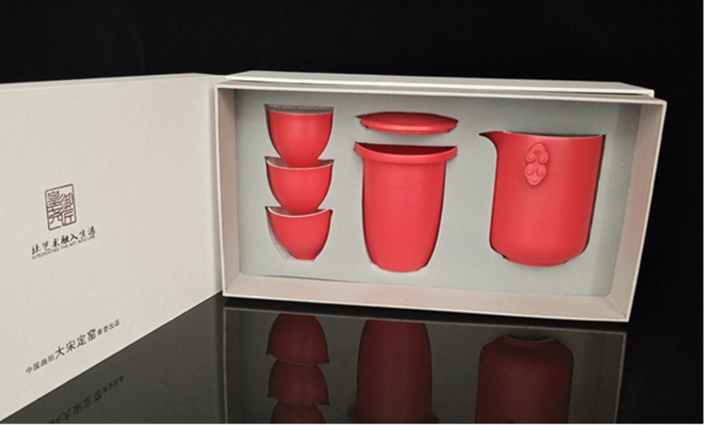 大宋定窯紅釉快客杯套裝，您的送禮佳品
